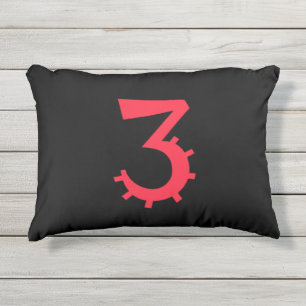 Opvallend zwart en rood "3" ontwerp buitenkussen