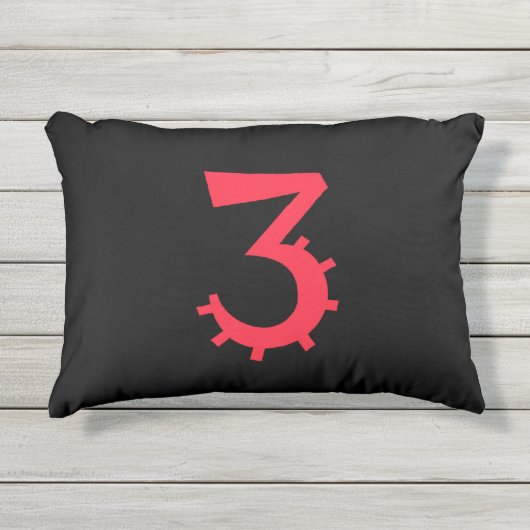 Opvallend zwart en rood "3" ontwerp buitenkussen (Voorkant)