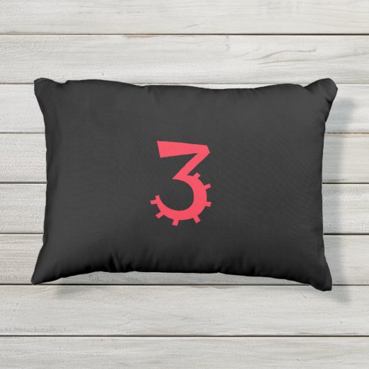 Opvallend zwart en rood "3" ontwerp buitenkussen (Achterkant)