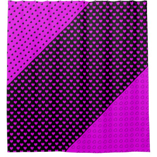 Opvallend zwart en roze douchergordijn met hart douchegordijn (Voorkant)