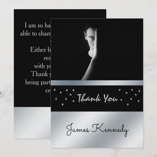 Opvallend zwart en zilver Afstuderen dank u Kaart (Voorkant / Achterkant)