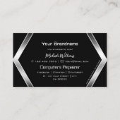 Opvallend zwart geometrisch schuim, zilver stijlvo visitekaartje (Achterkant)