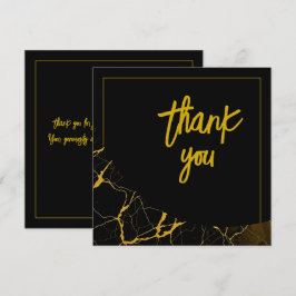 Opvallend Zwart & Goud Marmer Sweet 16 Verjaardag Bedankkaart