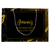 Opvallend Zwart & Goud Marmer Sweet 16 Verjaardag Groot Cadeauzakje (Achterkant)