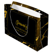 Opvallend Zwart & Goud Marmer Sweet 16 Verjaardag Groot Cadeauzakje (Achterkant Gekanteld)