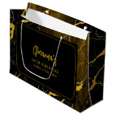 Opvallend Zwart & Goud Marmer Sweet 16 Verjaardag Groot Cadeauzakje (Voorkant Gekanteld)