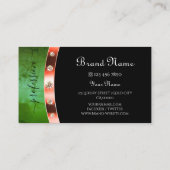 Opvallend zwart, helder zwart, koper, groen marmer visitekaartje (Achterkant)