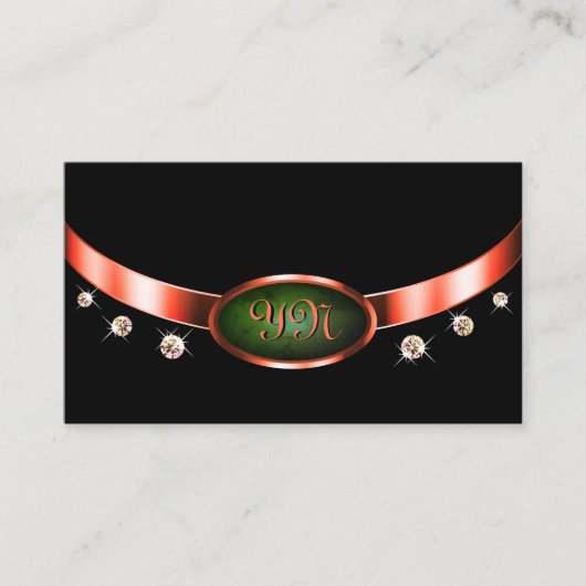 Opvallend zwart, helder zwart, koper, groen marmer visitekaartje (Voorkant)