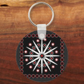 Opvallend zwart rood grijs en wit gepatterd sleutelhanger (Voorkant)