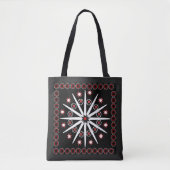 Opvallend zwart rood grijs en wit gepatterd tote bag (Voorkant)