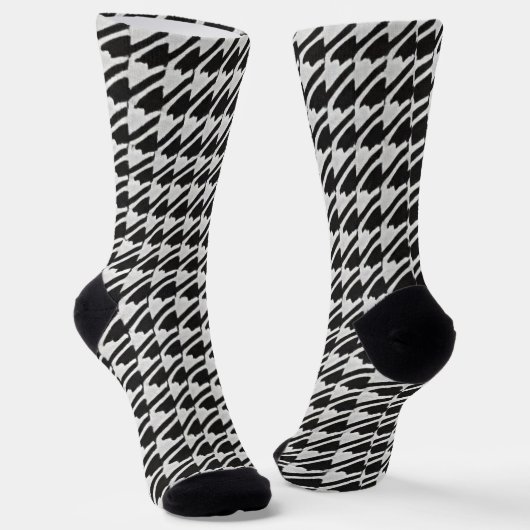 Opvallend zwart & wit houndstooth sokken (Gebogen)