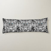 Opvallend zwarte en witte blauwe ogen tijger lichaamskussen (Achterkant)