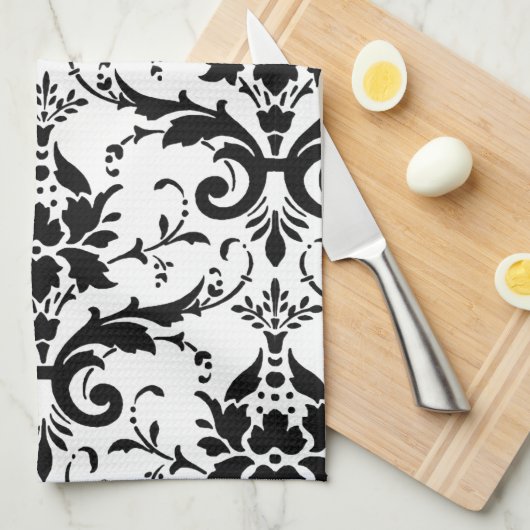 Opvallend zwarte en witte keukenhanddoek van Tea (Quarter Fold)