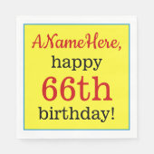 Opvallende 66e verjaardag papieren servetten (Voorkant)