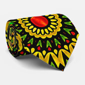 Opvallende Abstracte Zonnebloem Mandala Stropdas (Opgerold)