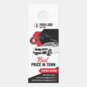 Opvallende autodealer autoverhuur deurhanger (Achterkant)