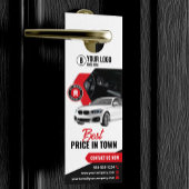Opvallende autodealer autoverhuur deurhanger