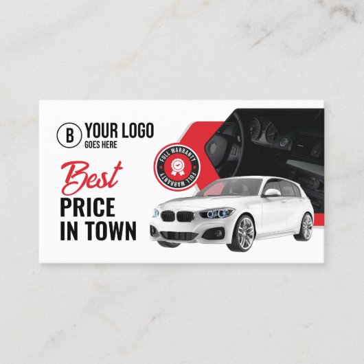 Opvallende autodealer autoverhuur visitekaartje (Voorkant)