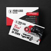 Opvallende autodealer autoverhuur visitekaartje