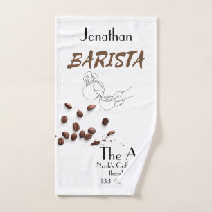Opvallende barista handdoek. bewerkbaar handdoek
