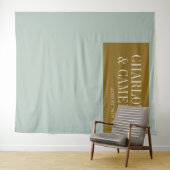 Opvallende blauwe en olijfgroene aangepaste trouwf wandkleed (In Situ (horizontaal))