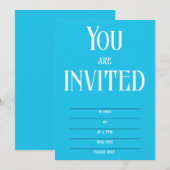 Opvallende blauwe uitnodigingen voor gebeurtenis (Voorkant / Achterkant)