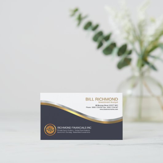 Opvallende Bright Gold Silver-investeringsgolven Visitekaartje (Staand voorkant)