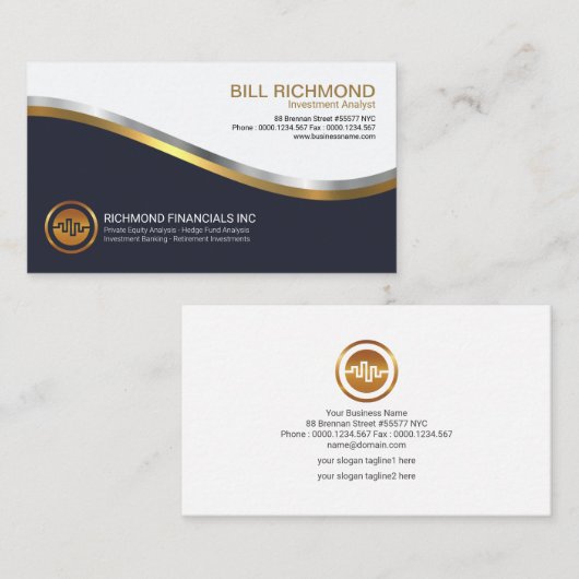 Opvallende Bright Gold Silver-investeringsgolven Visitekaartje (Voorkant / Achterkant)