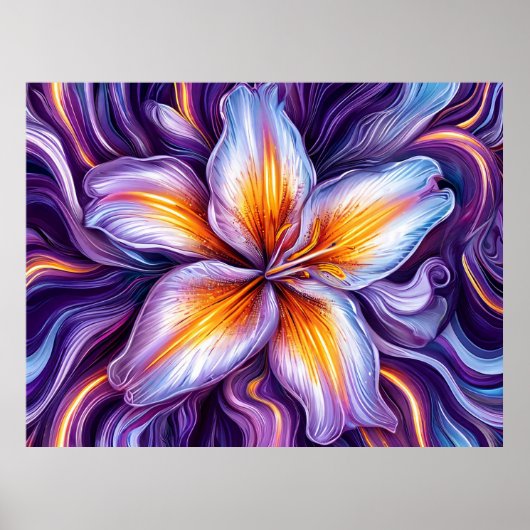 Opvallende close-up van een leliebloem poster (Voorkant)