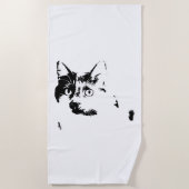 Opvallende Curious Cat Beach Handdoek (Voorkant)