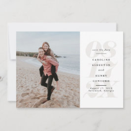 Opvallende datum neutrale beige foto save the date