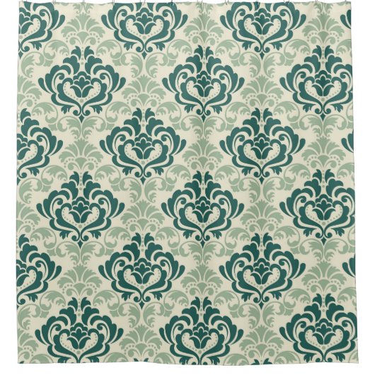 Opvallende decoratieve Green Harmony Damask Douchegordijn (Voorkant)