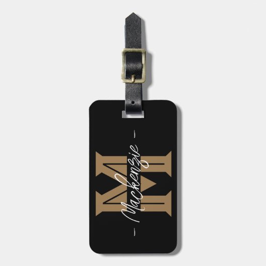 Opvallende eerste gepersonaliseerde naammonogram bagagelabel (Voorkant verticaal)