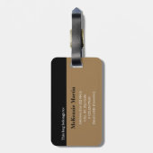 Opvallende eerste gepersonaliseerde naammonogram bagagelabel (Achterkant verticaal)