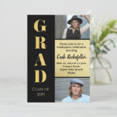 Opvallende elegante afstudeerfeest uitnodiging (Staand voorkant)
