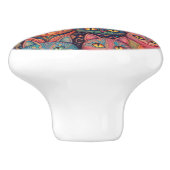 Opvallende en kleurrijke psychedelische katten keramische knop (Zijkant)