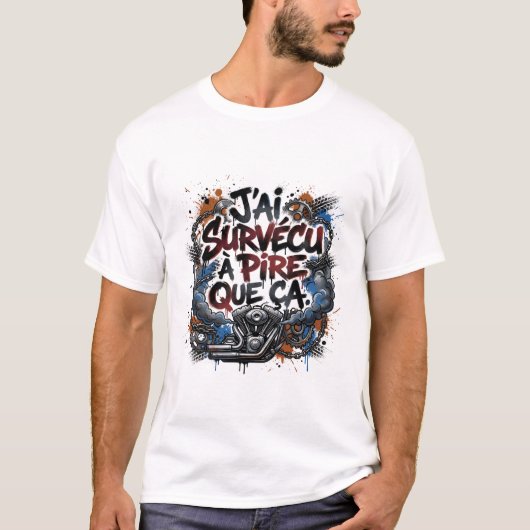 Opvallende Franse motorrijder citaat – graffiti T-shirt (Voorkant)