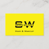 Opvallende gele zwarte kool met monogram en foto visitekaartje (Voorkant)