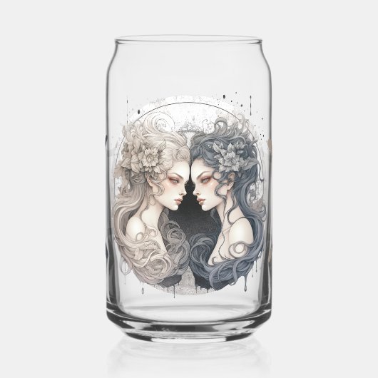 Opvallende Gemini Symbool Kunstwerk Blikvorm Glas (Links)