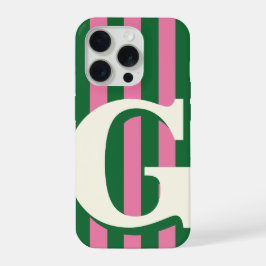 Opvallende gepersonaliseerde initiaal, groen en ro iPhone 15 pro case