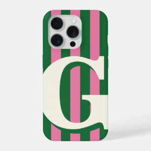 Opvallende gepersonaliseerde initiaal, groen en ro iPhone 15 pro case