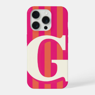 Opvallende gepersonaliseerde initiaal, roze en ora iPhone 15 pro case