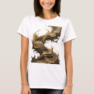 Opvallende gouden ABSTRACTE KUNST Statement T-shir T-shirt