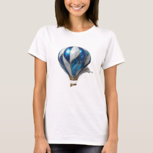 Opvallende gouden BLAUWE EN WITTE HETE LUCHTBAL T-shirt