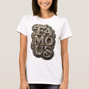 Opvallende gouden FAMEUZE slogan ontwerp T-shirt