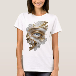 Opvallende gouden GOLDEN EYE slogan ontwerp T-shirt