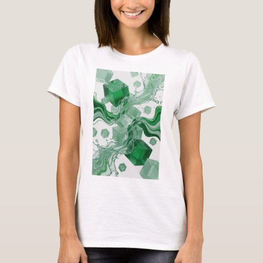 Opvallende groene ABSTRACT ART Statement T-shirt (Voorkant)