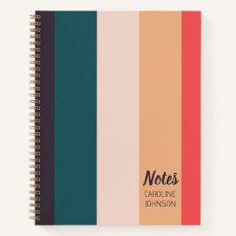 Opvallende groene roze oranje strepen Persoonlijk Notitieboek