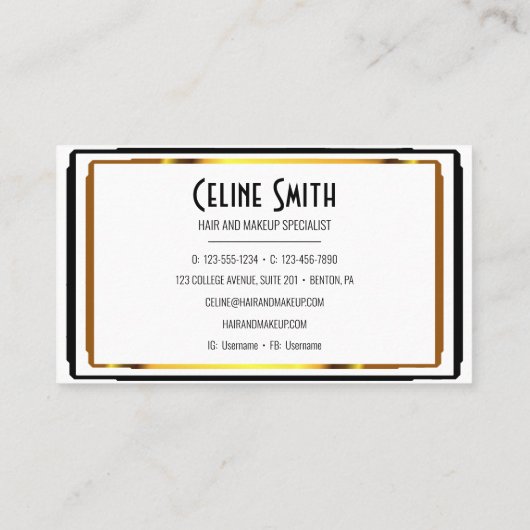 Opvallende haarkloven en Makeup Black en Gold Busi Visitekaartje (Achterkant)