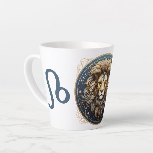 Opvallende Leo Symbool Artwork Latte Mok (Linkerhoek)